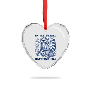In My Feral Knitting Era Heart Crystal Glass Ornament Raccoon Yarn Lover TS12 Print Your Wear