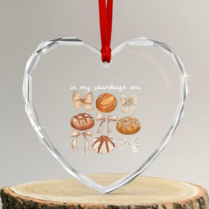 In My Sourdough Era Heart Crystal Glass Ornament Coquette Bows Baking Bread Lover TS14 Transparent Glass 3'' Heart Print Your Wear