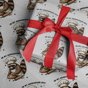 In My Sourdough Era Wrapping Paper Roll Funny Raccoon Baker TS14 White Print Your Wear