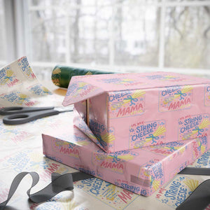 In My String Cheese Mama Era Wrapping Paper Roll Funny Mom Life Coquette Bow TS11 Light Pink Print Your Wear