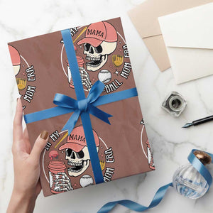 In My T-Ball Mom Era Skeleton Wrapping Paper Roll Baseball Mother's Day TS02 Mocha Print Your Wear