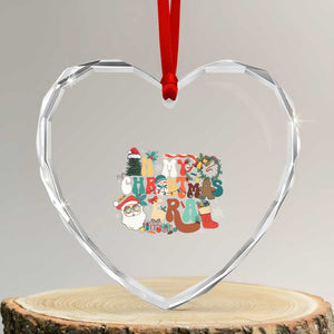 In My Xmas Era Retro Groovy Heart Crystal Glass Ornament TS09 Transparent Glass 3'' Heart Print Your Wear