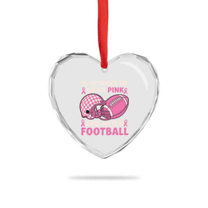 In October We Wear Pink Football Breast Cancer Awareness Heart Crystal Glass Ornament Pink Ribbon Checkered Game Day TS10 Print Your Wear