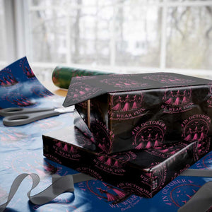 In October We Wear Pink Witches Wrapping Paper Roll Spooky Breast Cancer Witch Halloween Pink Ribbon TS10 Black Print Your Wear