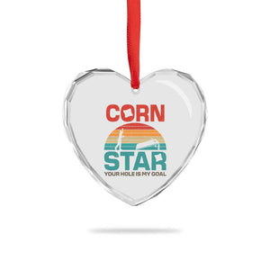 Inappropriate Cornhole Heart Crystal Glass Ornament Retro Funny Adult Humor Cornstar Your Hole Is My Goal TS10 Print Your Wear