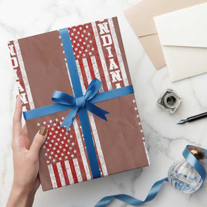 Indiana Fan Wrapping Paper Roll Classic Retro City USA Flag Patriotic American TS10 Mocha Print Your Wear