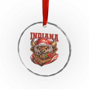 Indiana Football Spirit Bison with Rose Graphic Crystal Glass Ornament Hoosier State Sports Pride TS02 Print Your Wear