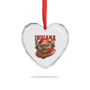 Indiana Football Spirit Bison with Rose Graphic Heart Crystal Glass Ornament Hoosier State Sports Pride TS02 Print Your Wear