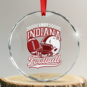 Indiana Pride Football Lover Crystal Glass Ornament Retro IN for Sport Fans TS02 Transparent Glass 3'' Circle Print Your Wear