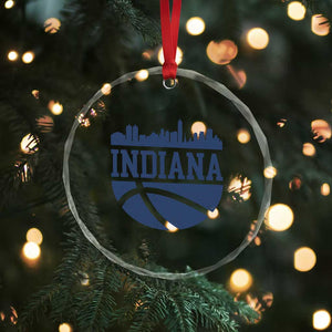 Indiana Skyline Basketball Crystal Glass Ornament Distressed Urban Hoops Graphic for Indy Fans TS02 Print Your Wear