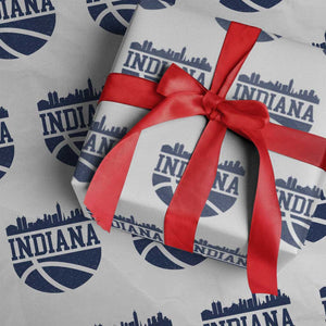 Indiana Skyline Basketball Wrapping Paper Roll Distressed Urban Hoops Graphic for Indy Fans TS02 White Print Your Wear