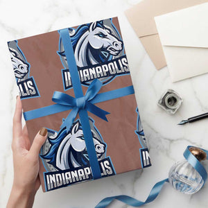 IFC Game Day Wrapping Paper Roll Blue Football Lover Equine Shoe TS11 Mocha Print Your Wear
