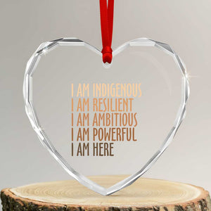 Indigenous Peoples Day Gifts Heart Crystal Glass Ornament Resilient Ambitious Powerful Here