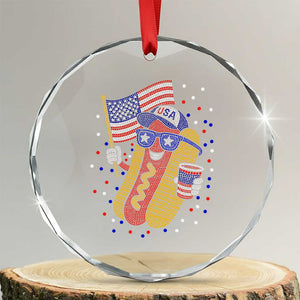 International Dot Day Hotdog Crystal Glass Ornament Red White Blue Polka Dots