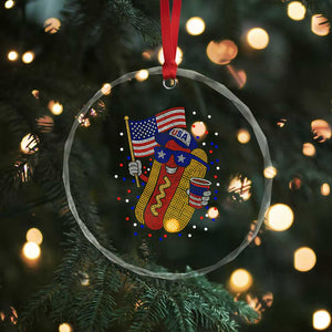 International Dot Day Hotdog Crystal Glass Ornament Red White Blue Polka Dots