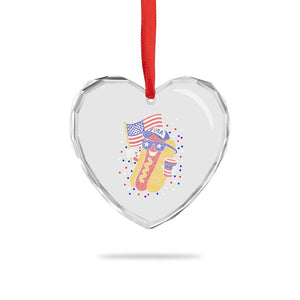 International Dot Day Hotdog Heart Crystal Glass Ornament Red White Blue Polka Dots