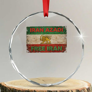 Iran Azadi Lion Sun Sword Flag Free Iran Revolution Crystal Glass Ornament TS11 Transparent Glass 3'' Circle Print Your Wear