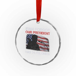 Iran Forgot Our President Has 34 Felonies Crystal Glass Ornament Funny Political Satire Vintage American Flag TS11 Print Your Wear