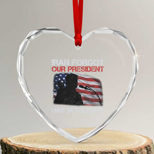 Iran Forgot Our President Has 34 Felonies Heart Crystal Glass Ornament Funny Political Satire Vintage American Flag TS11 Transparent Glass 3'' Heart Print Your Wear