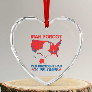 Iran Forgot Our President Has 34 Felonies Heart Crystal Glass Ornament Vintage USA Red Wave Map TS11 Transparent Glass 3'' Heart Print Your Wear