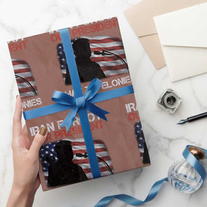 Iran Forgot Our President Has 34 Felonies Wrapping Paper Roll Funny Political Satire Vintage American Flag TS11 Mocha Print Your Wear