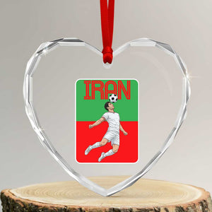 Iran Soccer Lover Heart Crystal Glass Ornament Proud Persian Roots Gift