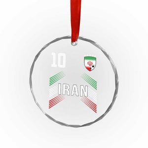 Iran Soccer Sports Graphic Number 10 Jersey Style Crystal Glass Ornament Proud Iranian Football Fans Game Day Pride