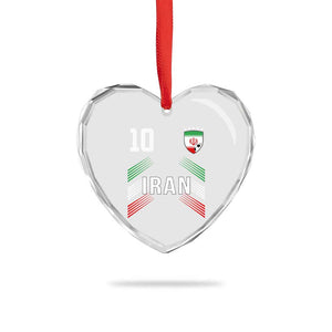 Iran Soccer Sports Graphic Number 10 Jersey Style Heart Crystal Glass Ornament Proud Iranian Football Fans Game Day Pride TS02 Print Your Wear