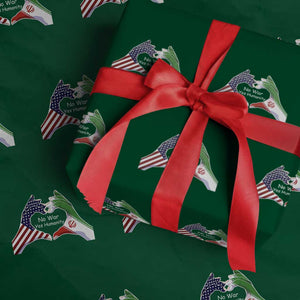 Iran Wrapping Paper Roll No War Yes Hummanity Persian American Flag Heart Political Statement TS10 Green Print Your Wear