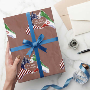 Iran Wrapping Paper Roll No War Yes Hummanity Persian American Flag Heart Political Statement TS10 Mocha Print Your Wear