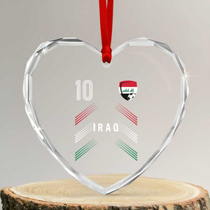 Iraq Soccer Sports Graphic Number 10 Jersey Style Heart Crystal Glass Ornament Proud Iraqi Football Fans Game Day Pride