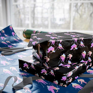 Iridescent Effect Hockey Players Retro Sport Lover Gift Wrapping Paper Roll TS12 Black Print Your Wear