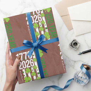Irish American 250 Years 1776 2026 Patriotic Shamrock Wrapping Paper Roll St Patricks Day Ameria 250th Anniversary TS02 Mocha Print Your Wear