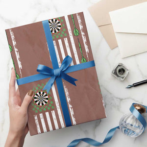 Irish American Darts Shamrock Flag Gift Wrapping Paper Roll TS12 Mocha Print Your Wear