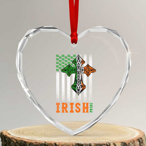 Irish American Pride Celtic Cross USA Flag Heart Crystal Glass Ornament St Patricks Day Gift TS12 Transparent Glass 3'' Heart Print Your Wear
