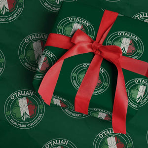 Irish Italian Pride Wrapping Paper Roll O'Talian Irish Heart Italian Soul St Patricks Day TS11 Green Print Your Wear