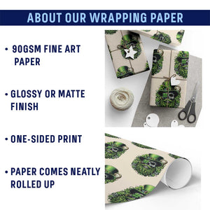 Irish Leprechaun Skull Wrapping Paper Roll St Patricks Day Party Gift TS12 Print Your Wear