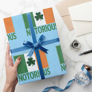 Irish Pride Boxing Fighting Notorious Wrapping Paper Roll Vintage Ireland Flag Irish Retro Throwback TS10 Light Blue Print Your Wear