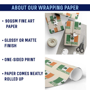 Irish Pride Boxing Fighting Notorious Wrapping Paper Roll Vintage Ireland Flag Irish Retro Throwback TS10 Print Your Wear