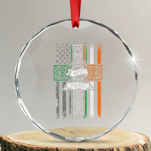 Irish Pride Crystal Glass Ornament American Flag Celtic Cross St Patricks Day TS02 Transparent Glass 3'' Circle Print Your Wear