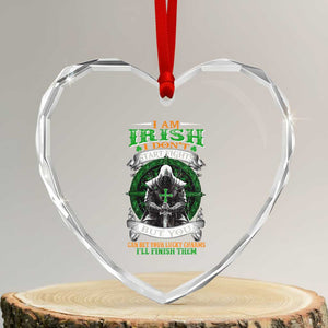 Irish Pride Heart Crystal Glass Ornament I Am Irish I Don't Start Fights But You Can Bet Your Lucky Charms TS11 Transparent Glass 3'' Heart Print Your Wear