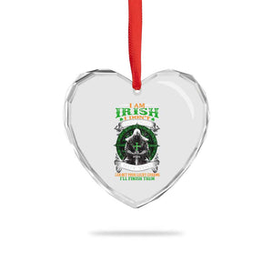 Irish Pride Heart Crystal Glass Ornament I Am Irish I Don't Start Fights But You Can Bet Your Lucky Charms TS11 Print Your Wear