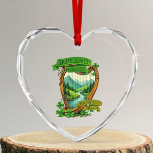 Irish Pride Heart Crystal Glass Ornament Ireland Forever Erin Go Bragh Harp Shamrock TS11 Transparent Glass 3'' Heart Print Your Wear