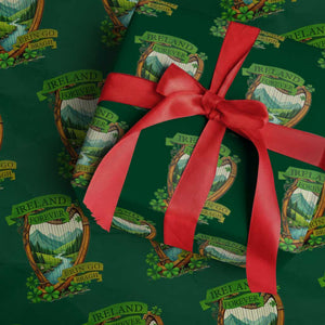 Irish Pride Wrapping Paper Roll Ireland Forever Erin Go Bragh Harp Shamrock TS11 Green Print Your Wear