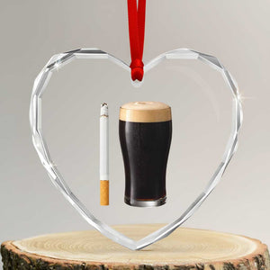 Irish Shamrock Beer Smoking Pub Drinking Humor Heart Crystal Glass Ornament TS14 Transparent Glass 3'' Heart Print Your Wear