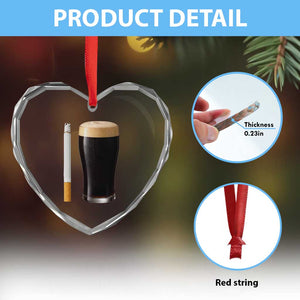 Irish Shamrock Beer Smoking Pub Drinking Humor Heart Crystal Glass Ornament TS14 Print Your Wear