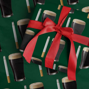 Irish Shamrock Beer Smoking Pub Drinking Humor Wrapping Paper Roll TS14 Green Print Your Wear