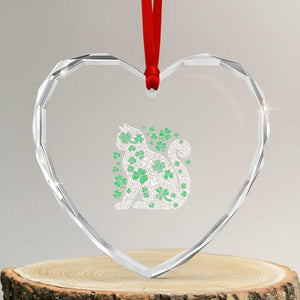 Irish Shamrock Cat Graphic Heart Crystal Glass Ornament Saint Patrick Day for Cat Lovers TS02 Transparent Glass 3'' Heart Print Your Wear