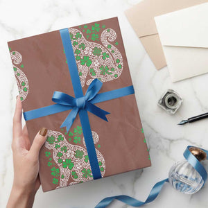 Irish Shamrock Cat Graphic Wrapping Paper Roll Saint Patrick Day for Cat Lovers TS02 Mocha Print Your Wear
