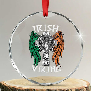 Irish Viking Crystal Glass Ornament Vintage Shamrock Celtic Viking Skull TS11 Transparent Glass 3'' Circle Print Your Wear